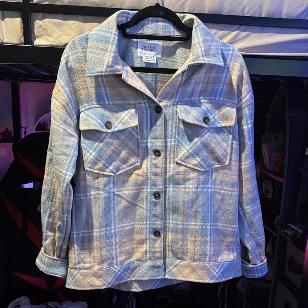 Boston Traders Blue and Yellow Plaid Jean Jacket